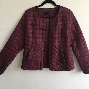 North Face Quilted Button Up Jacket Maroon